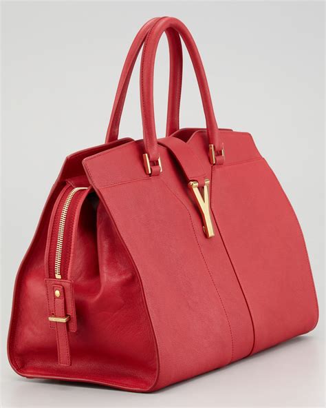 ysl cabas chyc medium red|YSL SAINT LAURENT Leather Medium Cabas ChYc Red.